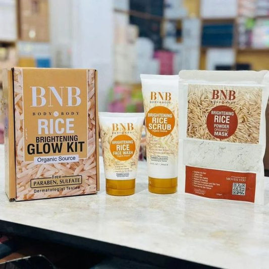 Pack of 3 BNB Rice Extract Bright & Glow Kit Golden Cap with box Caavo